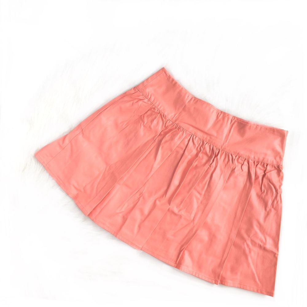 French Connection | coral pleated pleather skirt